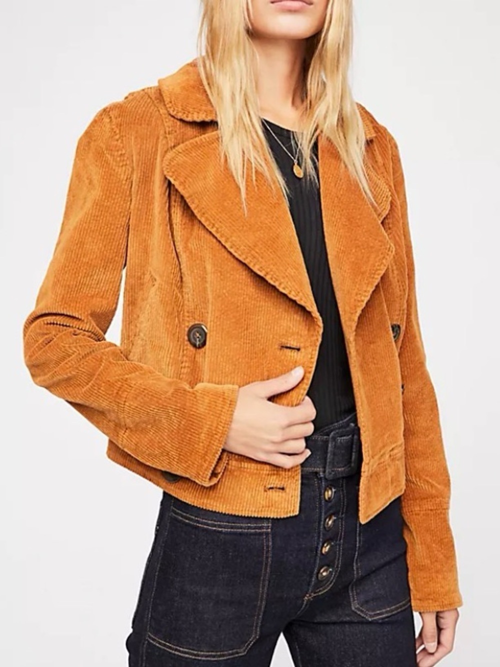 Free People London Peacoat Camel Corduroy size M